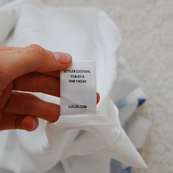 Lulus Seeing Chic Blue Ivory Print Slater Dress M - Picture 7 of 7